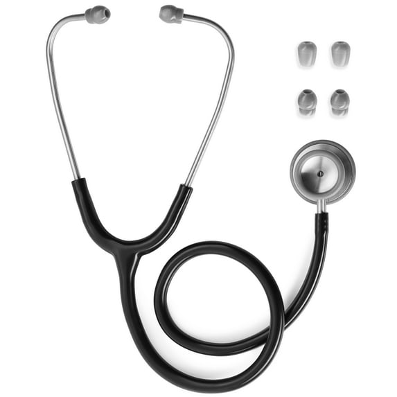 Primacare Stainless Steel Classic Stethoscope | Black Stethoscope with Dual-Head Chestpiece, No-Chill Rings & Ultra-Soft Ear tips Premium Medical Supplies for Doctors, Nurses, Students, 30 Inches