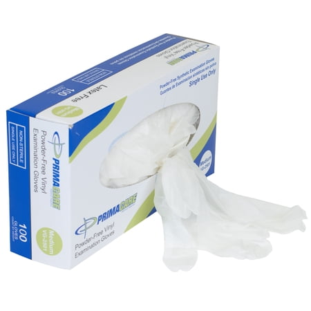 Primacare VG-2502WM Case of 100 Large Size Medical Vinyl Examination Gloves Disposable, Latex and Powder Free Gloves