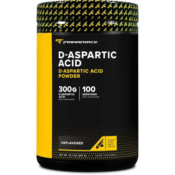 Primaforce D-Aspartic Acid 300 Grams (100 Servings), Unflavored, Vegetarian, Non-GMO