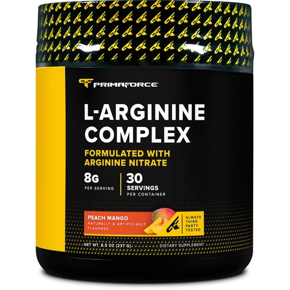 Primaforce L-Arginine Complex Powder (30 Servings Per Bottle) (Peach Mango) Powerful Protein Building Supplement for Maximum Gains