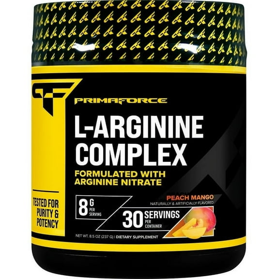 Primaforce L-Arginine Complex Powder (30 Servings Per Bottle) (Peach Mango) Powerful Protein Building Supplement for Maximum Gains