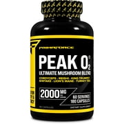 Primaforce Peak O2 Performance Mushroom Powered Oxygen Absorption Booster 180 Capsules 2,000 mg Per Serving, 60 Servings - Athletic Performance Supplement, Ultimate Mushroom Blend