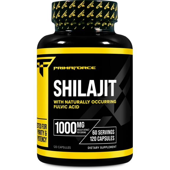Primaforce Shilajit 120 Capsules 1000mg extract per serving - 60 Servings With Naturally Occurring Fulvic Acid
