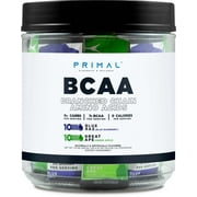 مجموعة متنوعة من Primal BCAA، بنكهة التوت الأزرق + التفاح الأخضر بنكهة القرد العظيم، 20 عبوة - 7 جرام من BCAA لكل وجبة، أحماض أمينية متفرعة السلسلة