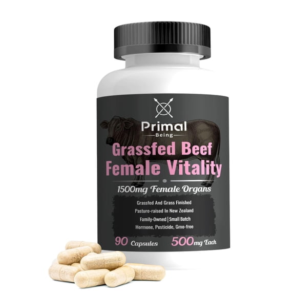 Primal Being Grass-Fed Beef Female Vitality Supplement 90 Capsules, 1500mg per Serving