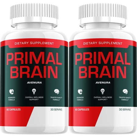 Primal Brain Capsules – PrimalBrain Natural Blend Memory Focus Support Supplement, 2 Pack, 120 Capsules