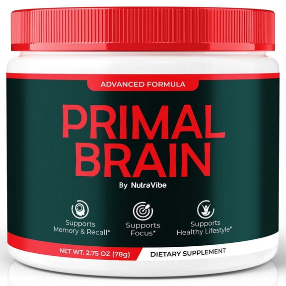 Primal Brain Daily Formula with a Natural Blend to Help Maintain Focus, Memory & Concentration | Clean, Gentle, Easy-to-Take Powder for Everyday Sharpness (30 Servings)