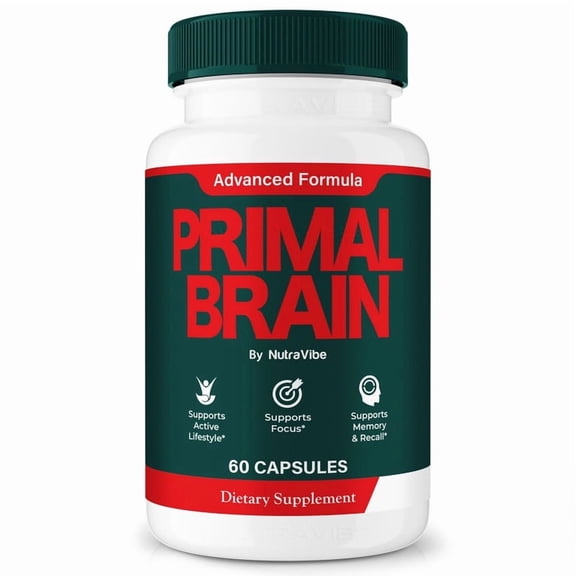 Primal Brain Pills  Daily Formula with a Natural Blend to Help Maintain Focus, Memory & Concentration | Clean, Gentle, Easy-to-Swallow Capsules for Everyday Sharpness (60 Capsules)