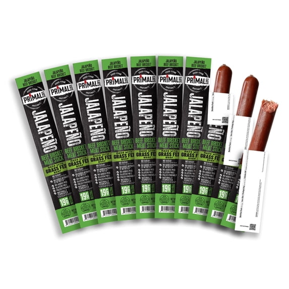 Primal Eats Jalapeño Beef Brisket Meat Stick, 3oz Beef Stick, Grass-Fed ...