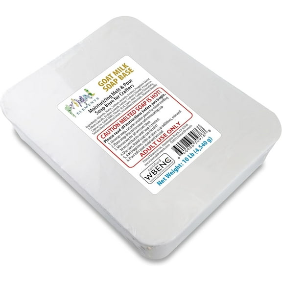 Primal Elements Goat Milk Soap Base - Moisturizing Melt and Pour Glycerin Base for Crafting, Easy to Cut, Unscented - 10 Pound