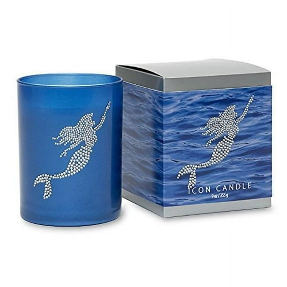 Primal Elements  Mermaid 9.5 oz. Icon Candle In Blue Glass