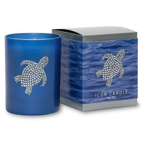 Primal Elements  Sea Turtle 9.5 oz. Icon Candle in Blue Glass