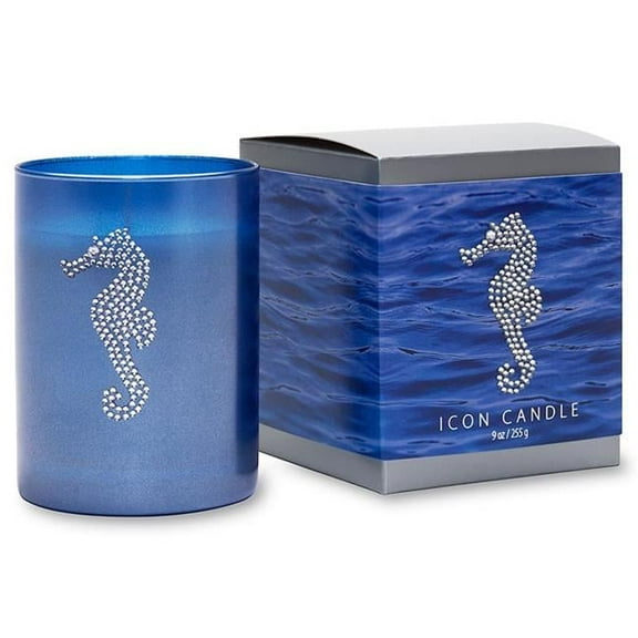 Primal Elements  Seahorse 9.5 oz. Icon Candle in Blue Glass