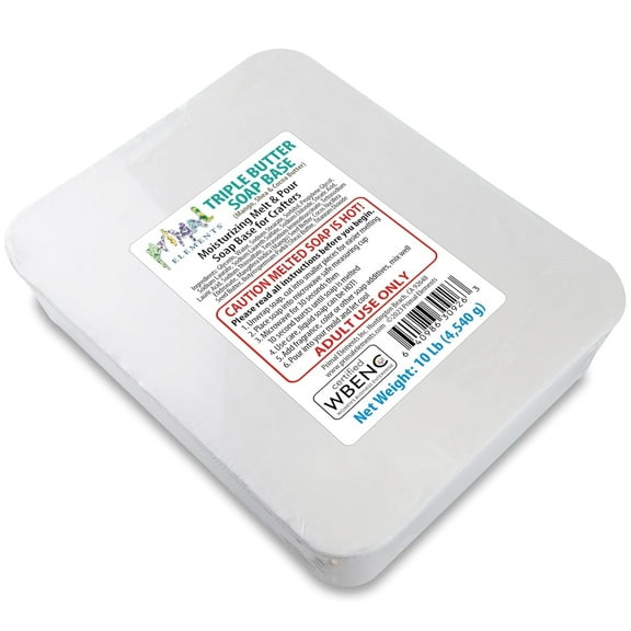 Primal Elements Triple Butter Soap Base (Mango, Shea, and Cocoa Butter) - Moisturizing Melt and Pour Glycerin Soap Base for Crafting and Soap Making, Vegan, Cruelty Free, Easy to Cut - 10 Pound