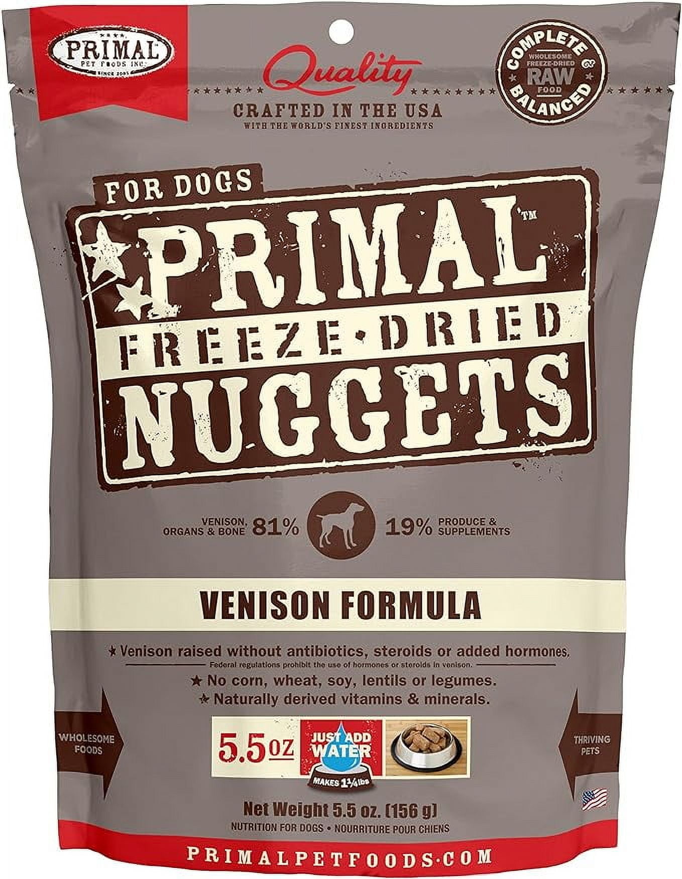 Primal Freeze Dried Dog Food Nuggets Venison Complete Balanced Scoop Serve Healthy Grain Free Raw Dog Food Crafted in The USA 5.5 oz Walmart