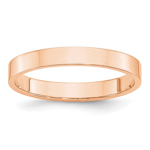 Primal Gold 10 Karat Rose Gold 3mm Lightweight Flat Band Size 10