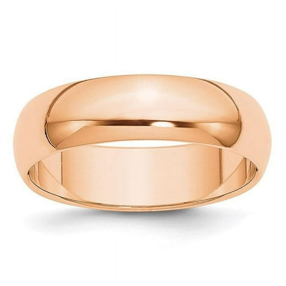 Primal Gold 10 Karat Rose Gold 6mm Half Round Band Size 10