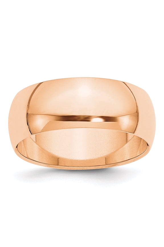 10 Karat Rose Gold 8mm Half Round Band Size 10