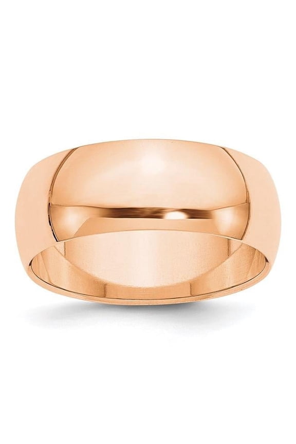 10 Karat Rose Gold 8mm Half Round Band Size 10