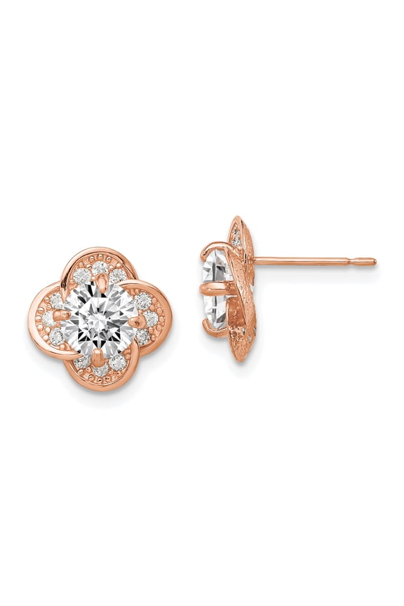 10 Karat Rose Gold Cubic Zirconia Post Earrings