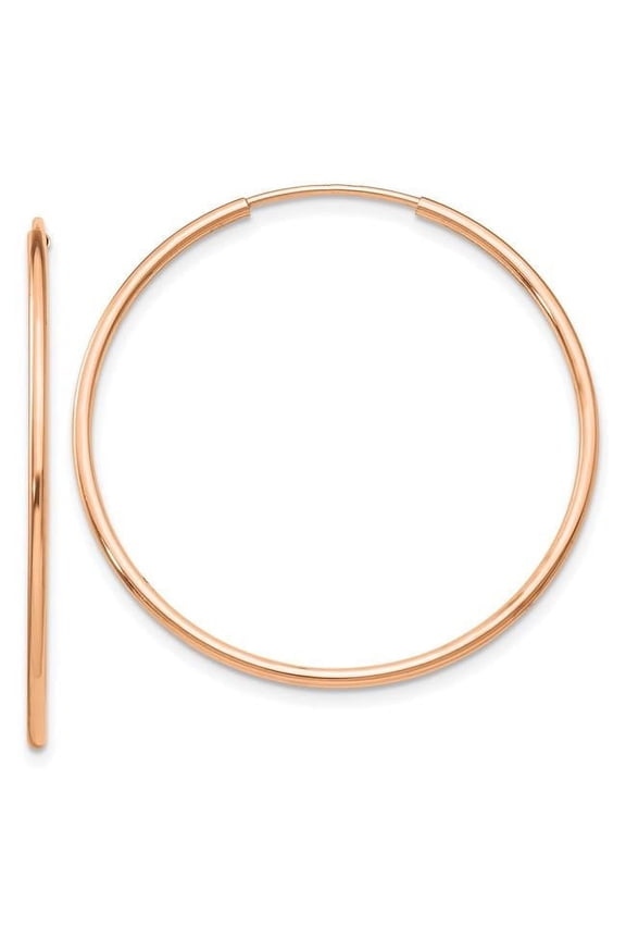 10 Karat Rose Gold Polished Endless Tube Hoop Earrings
