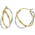 thumbnail image 1 of Primal Gold 10 Karat Two-Tone Hinged Hoop Earrings, 1 of 6