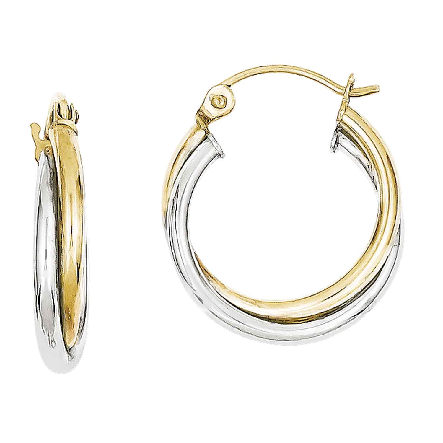 Primal Gold 10 Karat Two-tone Textured Twist Hoop Earrings