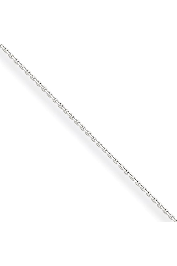 10 Karat White Gold 0.6mm Solid Diamond-cut Cable Chain