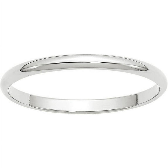 Primal Gold 10 Karat White Gold 2mm Hollow Half Round Band Size 9
