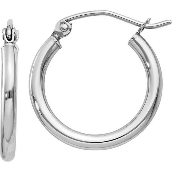 Primal Gold 10 Karat White Gold 2mm Tube Hoop Earrings