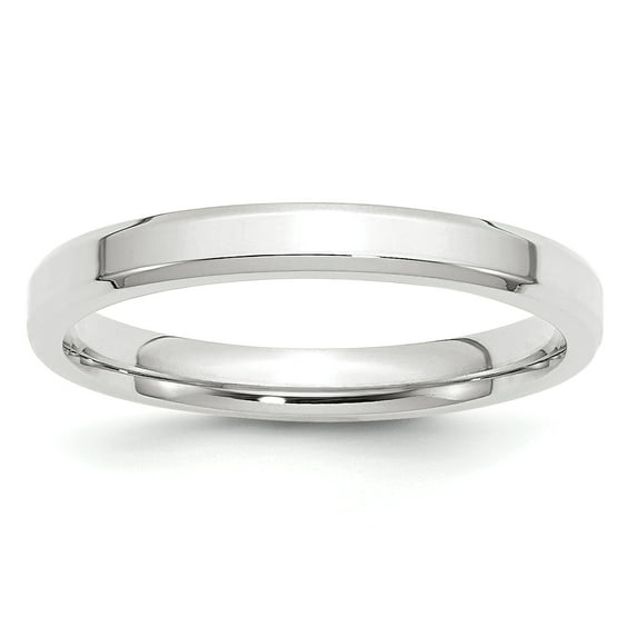 Primal Gold 10 Karat White Gold 3mm Bevel Edge Comfort Fit Band Size 10