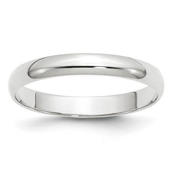 Primal Gold 10 Karat White Gold 3mm Hollow Half Round Band Size 10