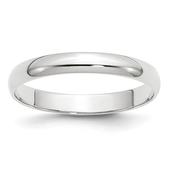 Primal Gold 10 Karat White Gold 3mm Hollow Half Round Band Size 8.5