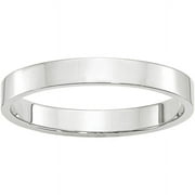 JEWELRYPOT Primal Gold 10 Karat White Gold 3mm Lightweight Flat Band Size 5.5