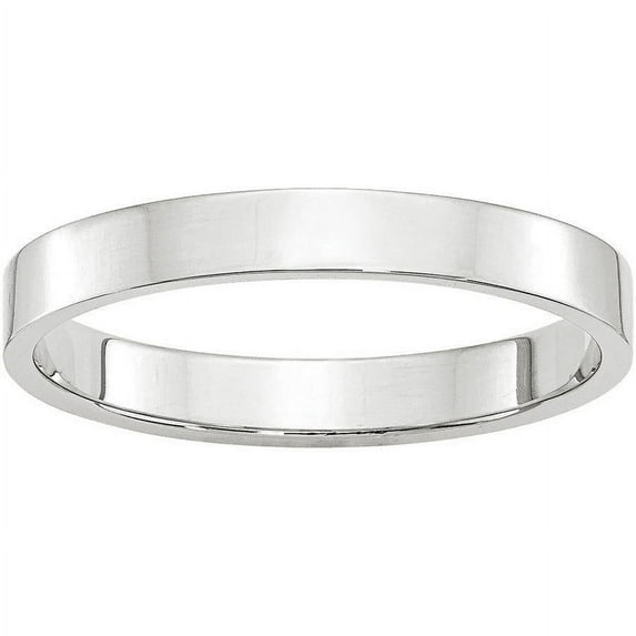 Primal Gold 10 Karat White Gold 3mm Lightweight Flat Band Size 7.5