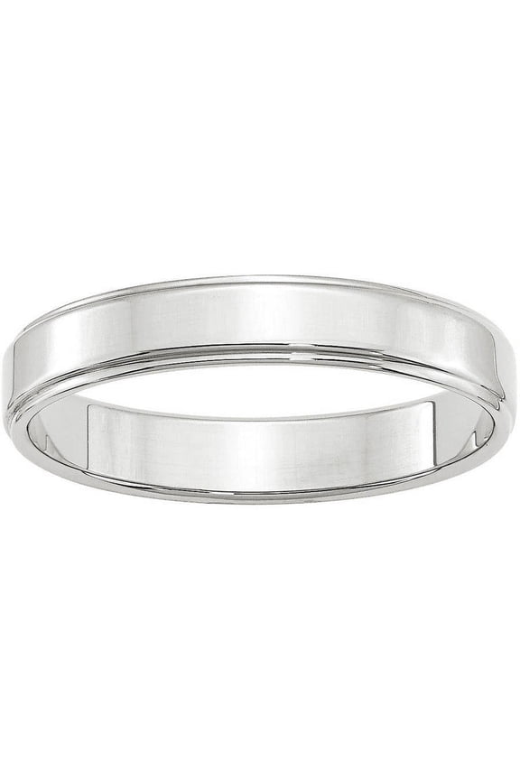 10 Karat White Gold 4mm Flat with Step Edge Band Size 9