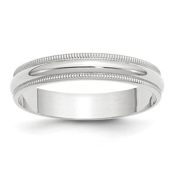 Primal Gold 10 Karat White Gold 4mm Lightweight Milgrain Half Round Band Size 4