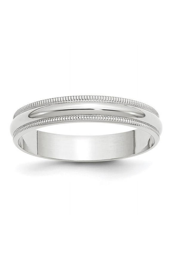 10 Karat White Gold 4mm Lightweight Milgrain Half Round Band Size 6