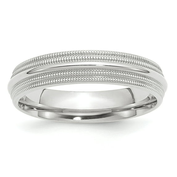 Primal Gold 10 Karat White Gold 5mm Double Milgrain Comfort Fit Band Size 12