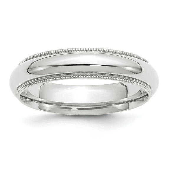 Primal Gold 10 Karat White Gold 5mm Milgrain Comfort Fit Band Size 5