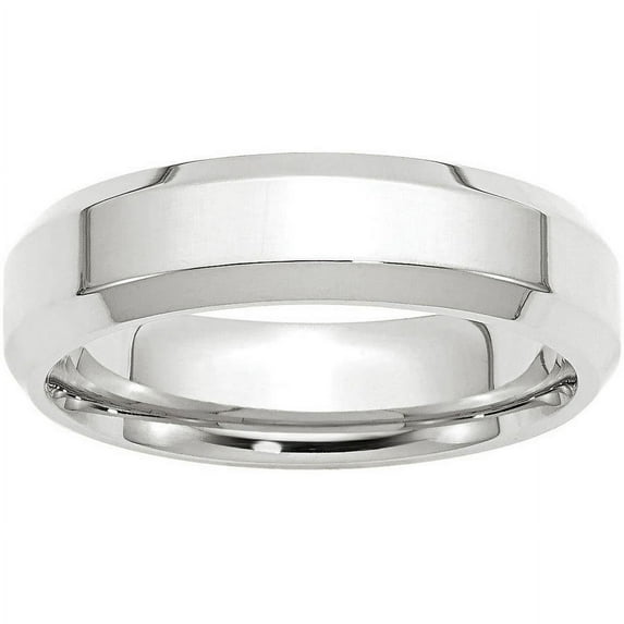 Primal Gold 10 Karat White Gold 6mm Bevel Edge Comfort Fit Band Size 13.5