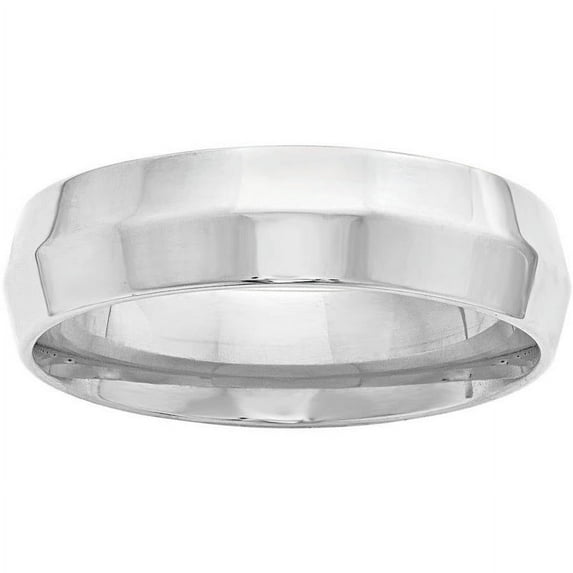 Primal Gold 10 Karat White Gold 6mm Knife Edge Comfort Fit Band Size 8