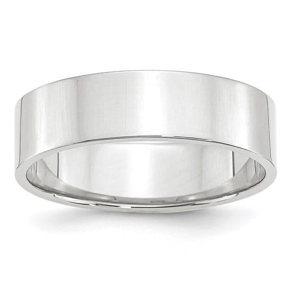 Primal Gold 10 Karat White Gold 6mm Lightweight Flat Band Size 7.5