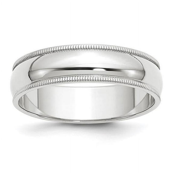 Primal Gold 10 Karat White Gold 6mm Milgrain Half Round Band Size 9