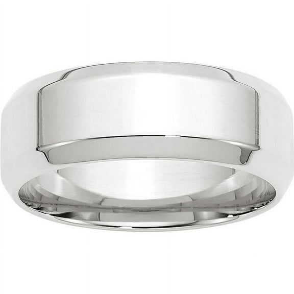 Primal Gold 10 Karat White Gold 8mm Bevel Edge Comfort Fit Band Size 10.5