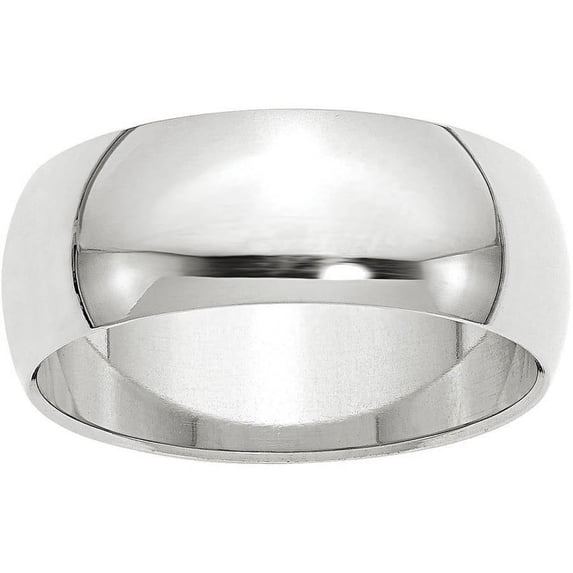 Primal Gold 10 Karat White Gold 8mm Half Round Band Size 11.5