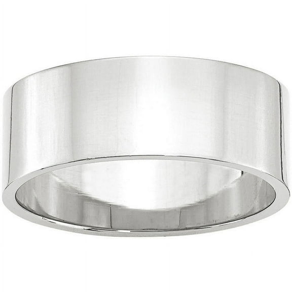 Primal Gold 10 Karat White Gold 8mm Lightweight Flat Band Size 10