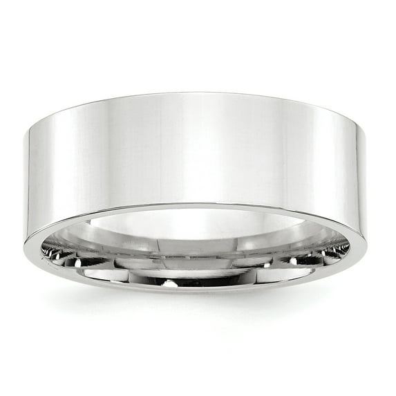 Primal Gold 10 Karat White Gold 8mm Standard Flat Comfort Fit Band Size 14
