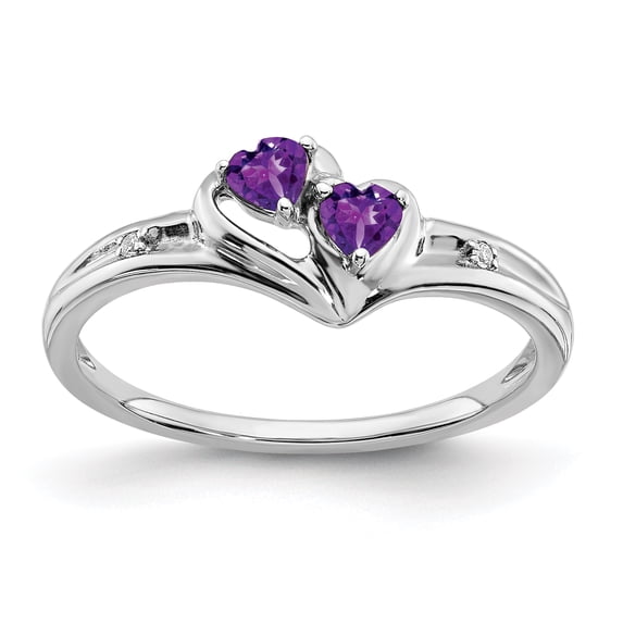 Primal Gold 10 Karat White Gold Amethyst and Diamond Ring