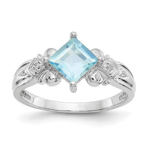 Primal Gold 10 Karat White Gold Aquamarine and Diamond Ring
